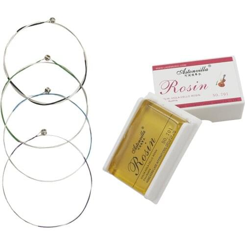 Full Set GDAE Silver Violin Strings Kit & Violin Viola Cello Rosin Resin
