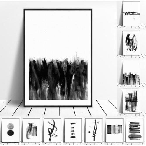 Poster Black and White Abstract Canvas Painting Line Art Wall Decoration Prints Pictures for Living Room Frameless