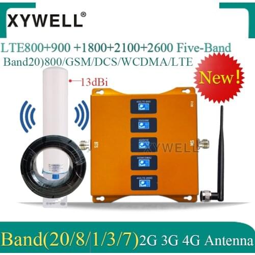 Five-Band B20 800/900/1800/2100/2600mhz 4G Cellular Amplifier GSM Repeater 2g 3g 4g Mobile Signal Booster LTE GSM DCS WCDMA LTE