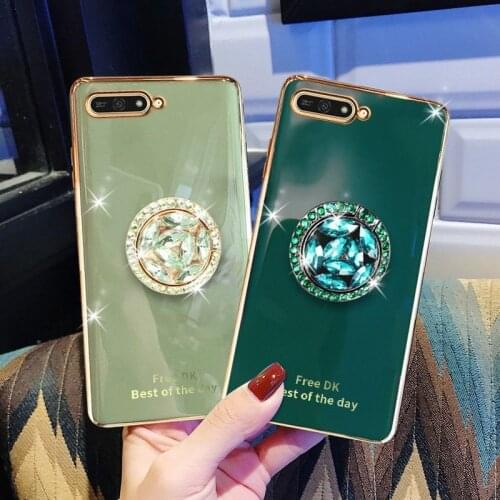 Luxury Diamond Ring ElectroplateSoft Phone Case for Huawei Honor Y6P Y7P Y8P Y5 Y9 Prime 2019 Y9 Y7 Y6 2018 With Lanyard