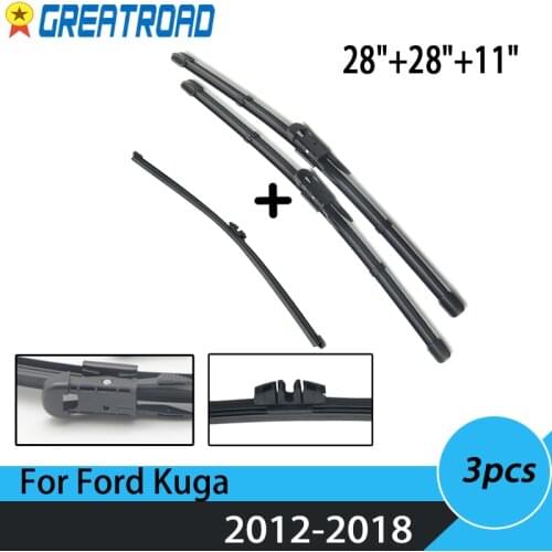 Wiper Front & Rear Wiper Blades Set For Ford Kuga MK 2 Escape C520 2012 - 2018 Windshield Windscreen Window 28"+28"+11"