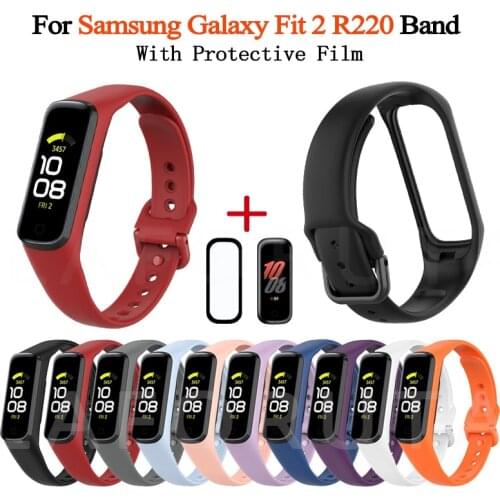 Silicone Strap For Samsung Galaxy Fit 2 R220 Band With Protective Film For Galaxy Fit 2 R220 Bracelet Correa Replacement Bands