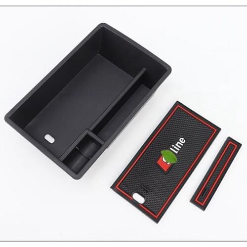 Carbon fiber style ABS Plastic Fit for Audi Q3 2019 accessories internal Car Armrest Storage box Grid cover trim Car styling