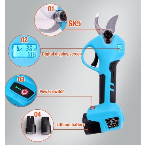 SWANSOFT electric pruning shear on hand two batteries cordless secateurs