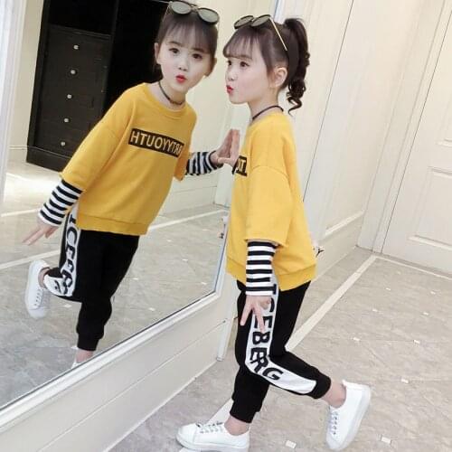 Spring And Autumn Girls' Suit 2021 New Western Style Big Childrens Childrens Clothing Childrens Fashion Sports Two-Piece Set