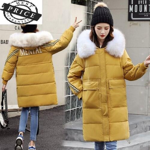 Fur Hoodded Winter Jacket Women Clothes 2021 Long Padded Warm Down Cotton Parka Coat Female Fit Casaco Feminino Hiver a26