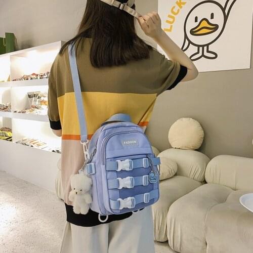 Women Multifunction Shoulder Bag Female Waterproof Travel Bag Kawaii Anti-Theft Student Bag Solid Color Mini Backpack