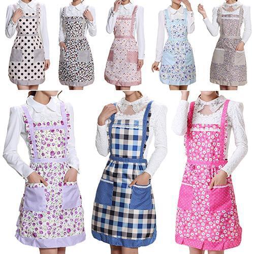 Womens Bib Comfy Cooking Chef Floral Pocket Kitchen Restaurant Princess Apron