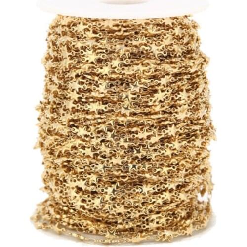 1 Meter Stainless Steel 5mm Width Gold Plated Star Handmade Chains Link Chain for DIY Jewelry Bracelet Necklaces Making Findings