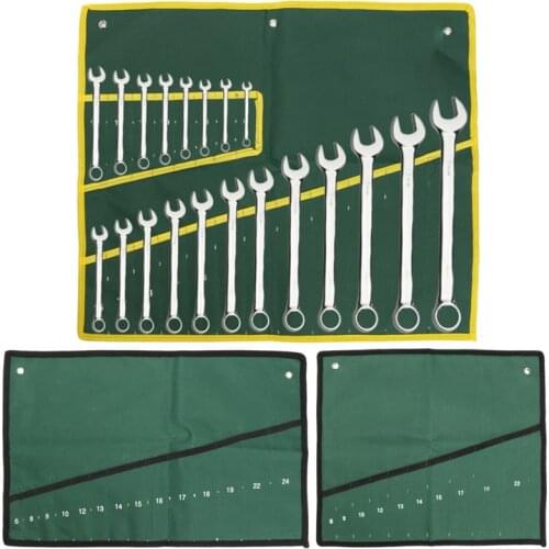 10/14/20 Pockets Double Opening Offset Ring Spanner Kit Case Tool Bag Spanner Wrench Roll Up Storage Organizer Bag Pouch