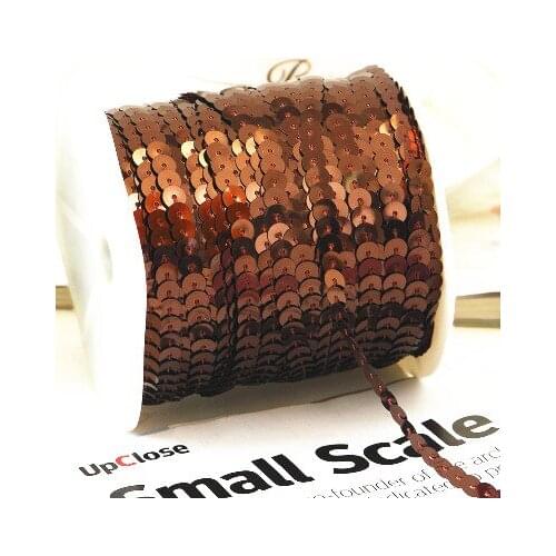 100 Yards 6mm Round Sequins Trim, Sold per Packet of 1 Roll(100 Yards)-Light Brown