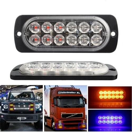12 LED Car Truck Strobe Warning Light Side Flashing Signal Lamp Universal 36W Motorcycle Automobile Side Warning Lights