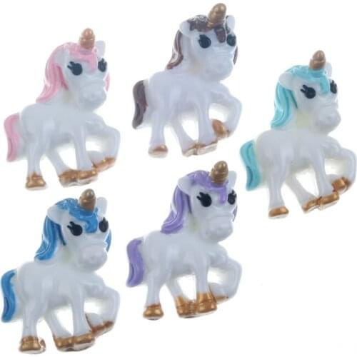 20pcs 29x25mm Cute Resin Unicorn Decoration Crafts Flatback Cabochon Embellishments For Scrapbooking Accessories