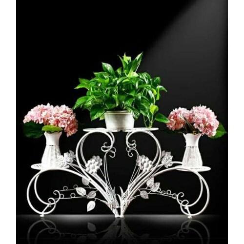 2020 Fashion Pastoral Iron Art Flower Stand Floor-Standing Garden Living Room Jardiniere Balcony Multi-Layer Potted Flower Rack