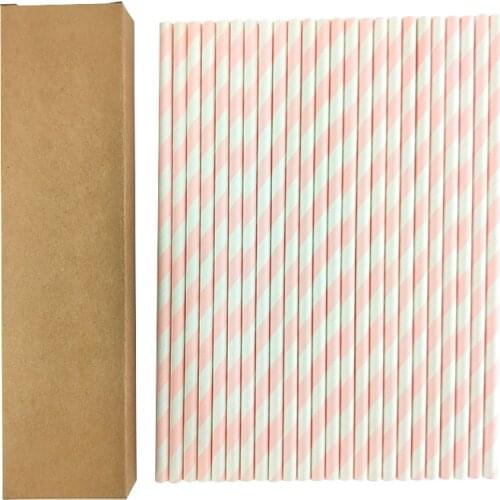 24pcs in pack Paper Straws Disposable Foil Striped Drinking Straws Biodegradable Cocktail Paper Straws Drink Tool EOC Single Use