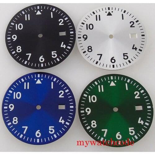 33.8mm Sunburst Watch Dial Face Parts Luminous Marks For NH35A Automatic Movement With Date Window