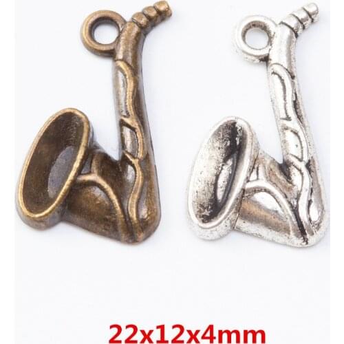 55 pieces of retro metal zinc alloy Big horn pendant for DIY handmade jewelry necklace making 7225