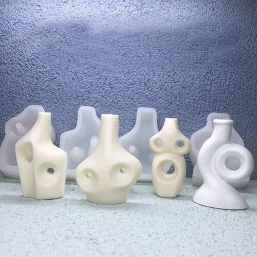 Simple Geometric Vase-Shaped Aroma Candle Plaster Silicone Mold Handmade Photo Props Decorative Gypsum Ornaments Diffused Stone