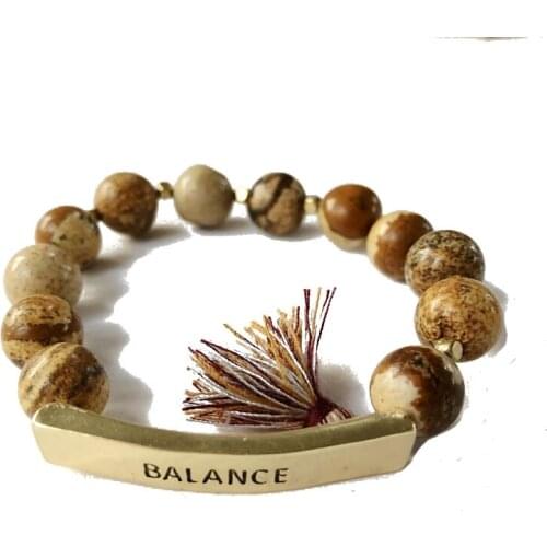 New Natural Stone Stretched Tassel Charm Bracelet