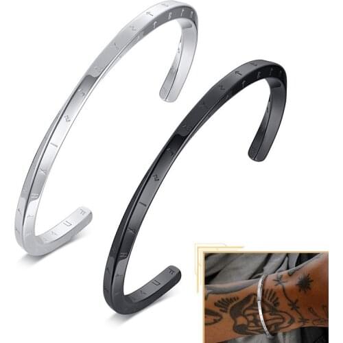 Modyle Retro Nordic Vikings Cuff Bangle Bracelets for Men, Stainless Steel Mobius Norse Mythology Runes Amulet Jewelry