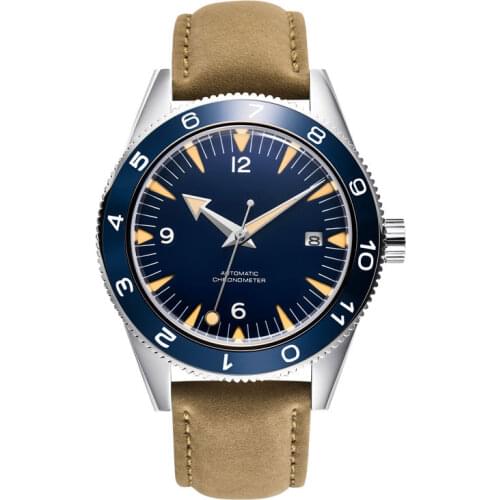 CORGEUT mens watch 41mm blue dial automatic miyota82 movement date luminou waterproof Rotatable ceramics bezel wristwatch men