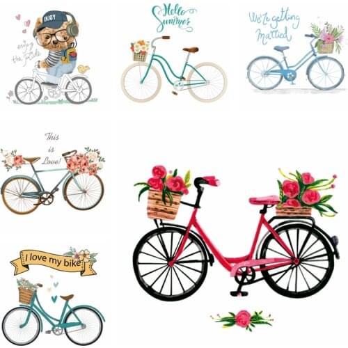 Pulaqi Flowers Biker Patches For Clothing Letter Patch Thermo Stickers On Clothes Cartoon Bicycle Applique Stickers Stripes