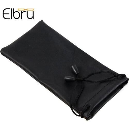 Elbru Portable Black PU Leather Glasses Bags Padded Digging Rope Eyewear Cases Women&Men Waterproof Eyeglasses Bag For Sunglass