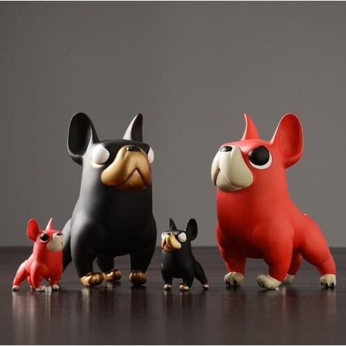 Creative french bulldog Figurines black/red Lovely animal PVC dog Miniatures tabletop crafts home decoration accessories