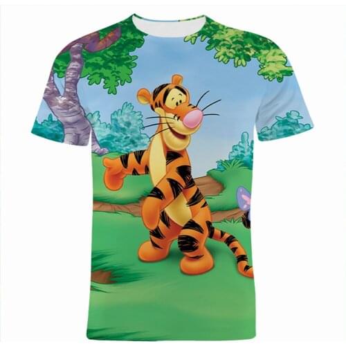 The Tigger Movie Men Clothing Fashion Summer Short Sleeve Boy Girl Kid Tee Shirts Disney 3D Cartoon Anime Women T-shirt