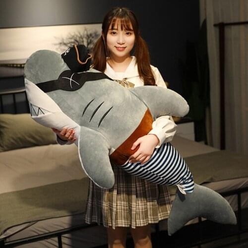 Simulation Kawaii Pirate Shark Large Long Bed Sleeping Pillow Soft Stuffed Animals Sofa Decor Plush Toys for Children Kids Gifts