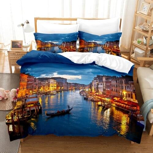 2/3 piece Ltalian Landscape Printing 3D Bedding Set Large Single Double Size 200*200 Quilt Cover And Pillowcase
