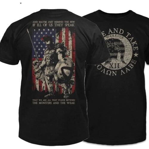 Come and Take, Molon Labe American Flag Sparta Warriors T-Shirt. Summer Cotton Short Sleeve O-Neck Mens T Shirt New S-3XL
