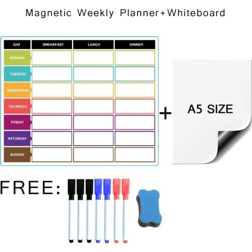 Magnetic White Board Weekly Monthly Planner Calendar Template Dry Erase Fridge Stickers Erasable Memo Message bulletin Schedule