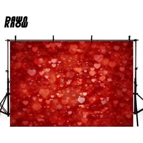 DAWNKNOW Shimmer Photography Background Red Heart Valentine’s Day Wedding Photographic Backdrops Couples Love Photocall lv1214