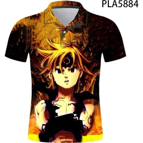 3D Printed Polo Homme Summer Short Sleeve Men Fashion Casual Shirts Seven Deadly Sins Nana Anime Streetwear Camisas De Polo Tops