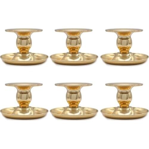 Pack of 6 Gold Taper Candle Holders,Pillar Candlestick Holder Centerpieces for Home Decoration/Anniversary Gifts