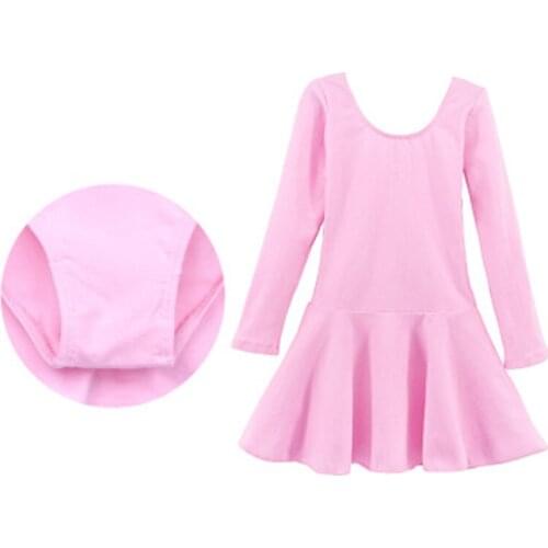 New Cotton Ballet Leotards Children Long/Short Sleeve Skirt Kid Dance Dress Girl Round-neck Tutu Wear Leotard