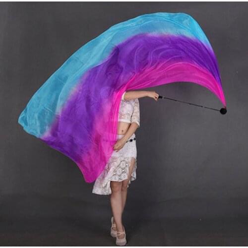 New Arrival Multicolor Belly Dancing Silk Veil Poi Streamers 1pc= 1pc silk Veil+1pc poi chain Ball Stage Show Props Poi S/M/L/XL