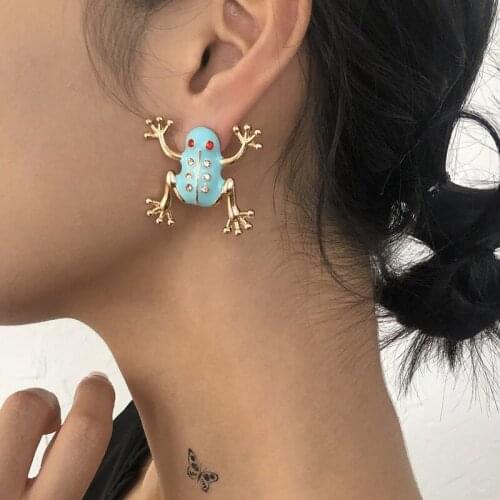 New Fashion Cute Woman with Crystal Frog Pendant Earrings Simple Girl Birthday Party Birthday Gift 2021 New Fashion Trendy