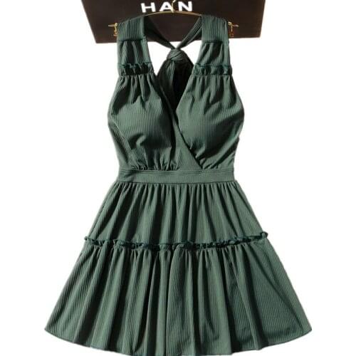 New Womens braces Skirt style swimming suit sexy backless swimsuit Conjoined Bathing Suit hot spring swimwear show thin bikini