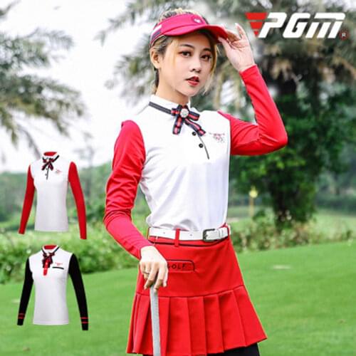 Pgm Golf Clothes Womens Suit Autumn And Winter Long-Sleeved T-Shirt Anti-Lightening Short Skirt Slim Sportswear