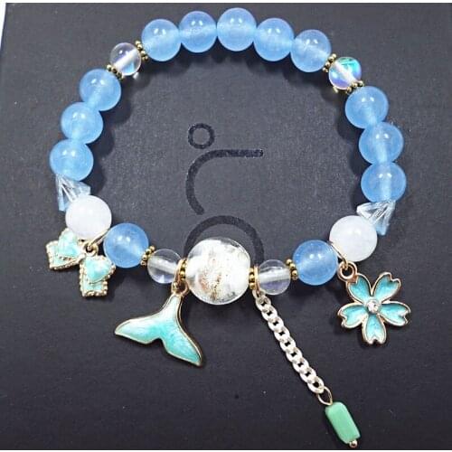 Original popcorn stone crystal bracelet female shell chalcedony glazed handmade beaded bracelet for women wholesale