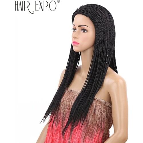 22inch Long Box Braid Wig Black and Brown Synthetic Micro Twist Braid Wigs Hair for African Women Hair Expo City