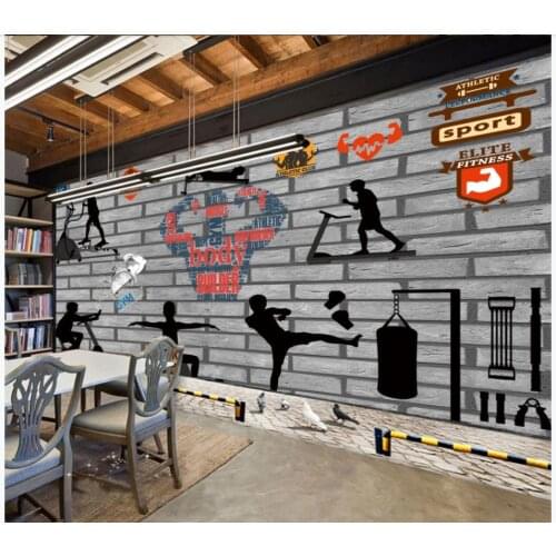 Custom 3d murals wallpaper for walls 3 d Gym mural Nostalgic retro sports fitness club image wall background wall papers