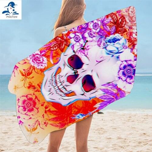 PHAYON Surf Poncho Skeleton Skull Microfiber Bath Towel Large Beach Towels Soft Beach Mat Quick Dry SwimmingTowel for Adults