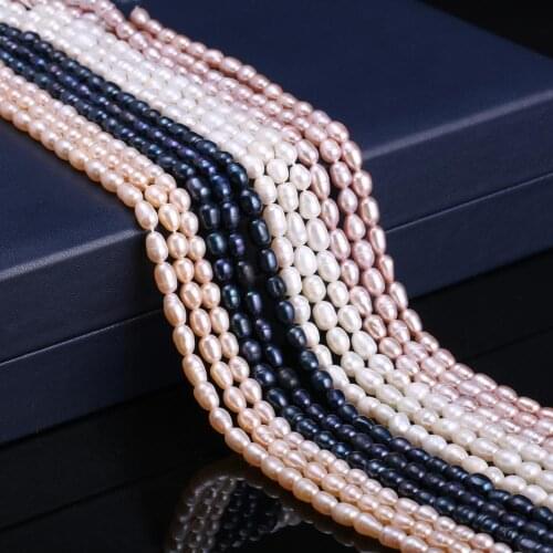 Natural Freshwater Pearl Bead Rice Shape Necklace Pearl Beads for Charms Jewelry Making Female Necklace Bracelet Crafts 4-5mm