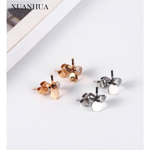 XUANHUA Rose Gold Stud Earrings For Women Fine Jewelry Accessories Charm Stainless steel Jewelry Woman Vogue 2019 Mass effect