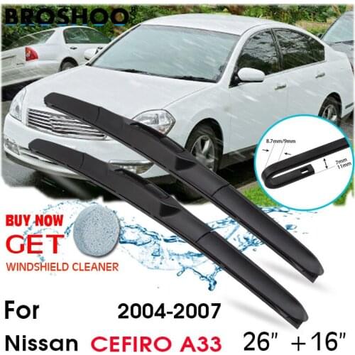 Car Wiper Blade Front Window Windscreen Windshield Wiper Fit Blades Accessories For Nissan CEFIRO A33 26"+16" 2004-2007