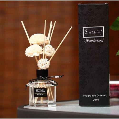 120ml Hexagon Bottle Aroma Oil France Essential Oil Product with Rattan Sticks Home Decoration Lily Osmanthus Jasmine Daisy