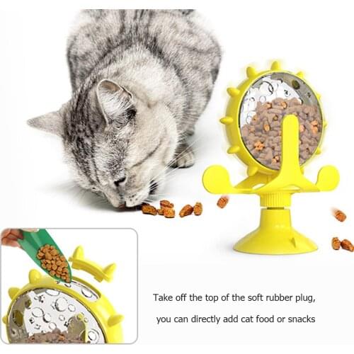 Pet Kitten Teasing Turntable Windmill Leakage Toy 360 Rotating Feeding Toy Interactive Food Feeder Pet Supplies Accessories